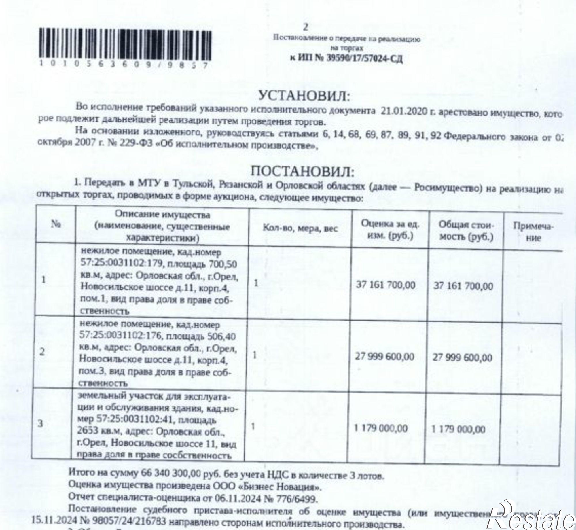 Купить помещение свободного назначения за 5 801 600 рублей на Новосильское шоссе, 11к3