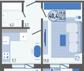 1-комн, 40 кв м, этаж 16/16 ул Садовая, 2 2