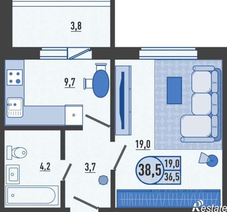 1-комн квартира в новом доме ул Николая Сенина, 9 1,  д. 9 1,  к. 1