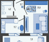 1-комн, 40 кв м, этаж 12/16 ул Садовая, 2 2