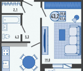 1-комн, 43 кв м, этаж 8/17 ул Николая Сенина, 9 1