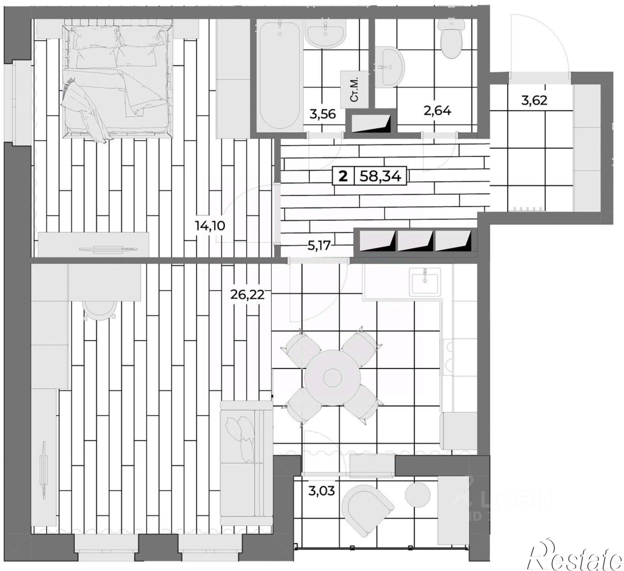Купить квартиру за 5 427 260 рублей на Складской переулок, 6