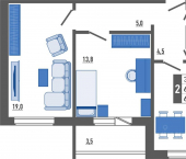 2-комн, 61 кв м, этаж 11/17 ул Льва Толстого, 15