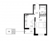 1-комн, 38 кв м, этаж 19/24 ул Ломоносова, 8