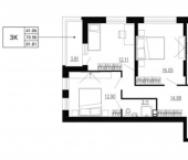 3-комн, 82 кв м, этаж 8/24 ул Ломоносова, 8