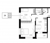 2-комн, 58 кв м, этаж 22/24 улица Ломоносова, 8