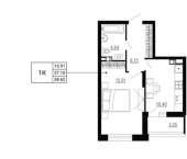 1-комн, 39 кв м, этаж 20/24 улица Ломоносова, 8