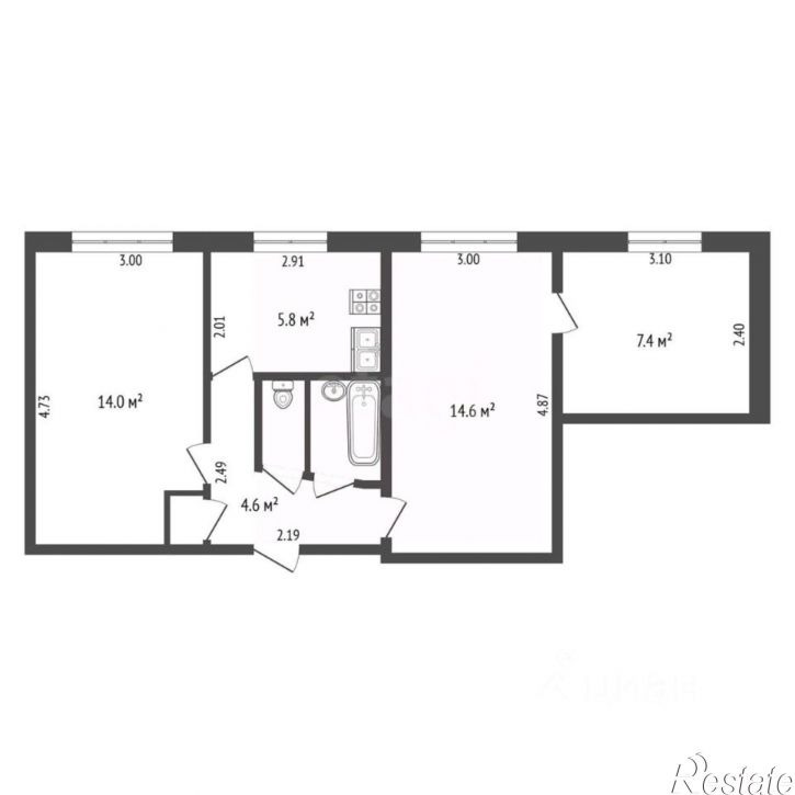 3-комн квартира ул Центральная, 4,  д. 4
