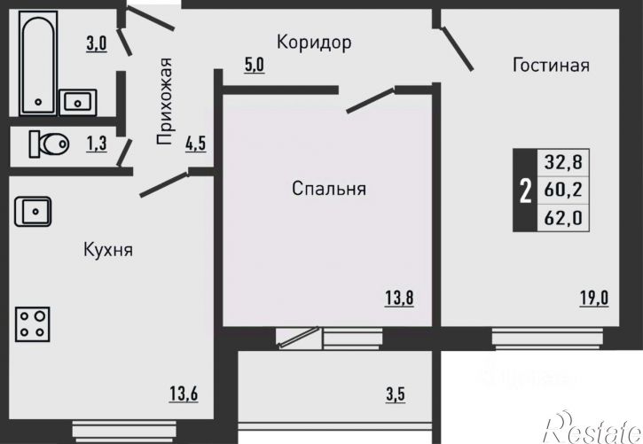 2-комн квартира в новом доме деревня Жилина