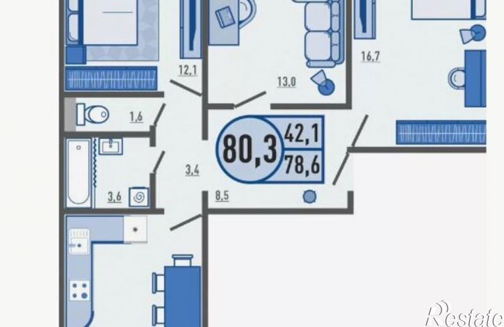 3-комн квартира Орёл, Зареченская улица, 2к2