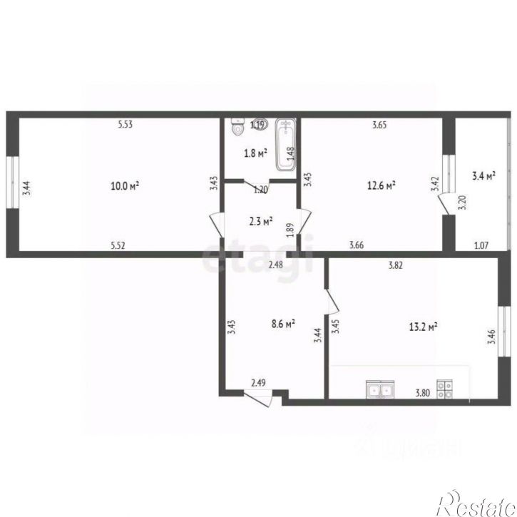 3-комн квартира ул Естина, 2,  д. 2