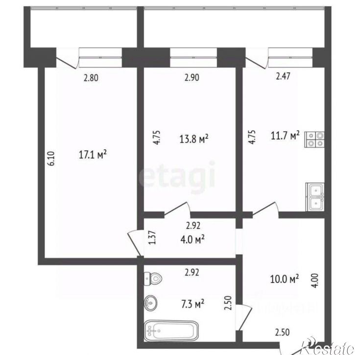 2-комн квартира ул Садовая, 2,  д. 2