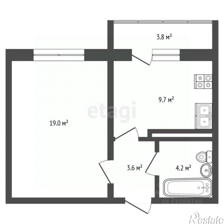 1-комн квартира ул Емлютина, 13 2,  д. 13 2,  к. 2
