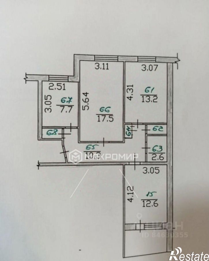 3-комн квартира Ливны г., Октябрьская ул., д.41