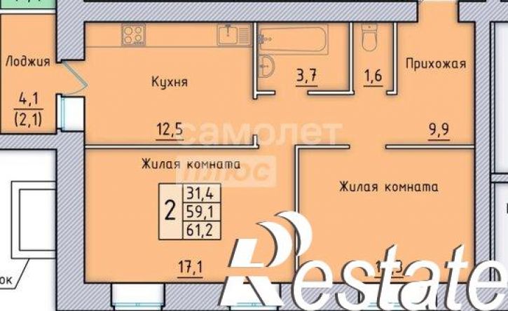 2-комн квартира улица Андрианова, 33,  д. 33